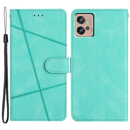 For Motorola Moto G32 4G Case PU Leather Imprinted Phone Protector with Wrist Strap