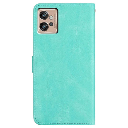 For Motorola Moto G32 4G Case PU Leather Imprinted Phone Protector with Wrist Strap