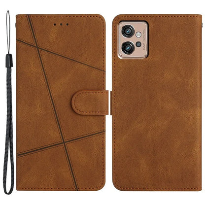 For Motorola Moto G32 4G Case PU Leather Imprinted Phone Protector with Wrist Strap