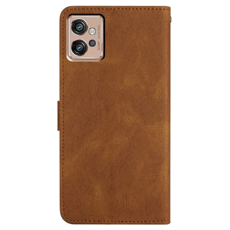 For Motorola Moto G32 4G Case PU Leather Imprinted Phone Protector with Wrist Strap