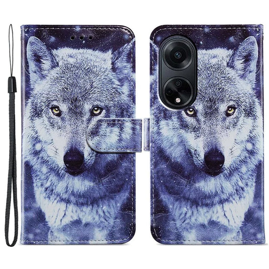 For Oppo A98 5G Magnetic Case PU Leather Pattern Print Phone Cover