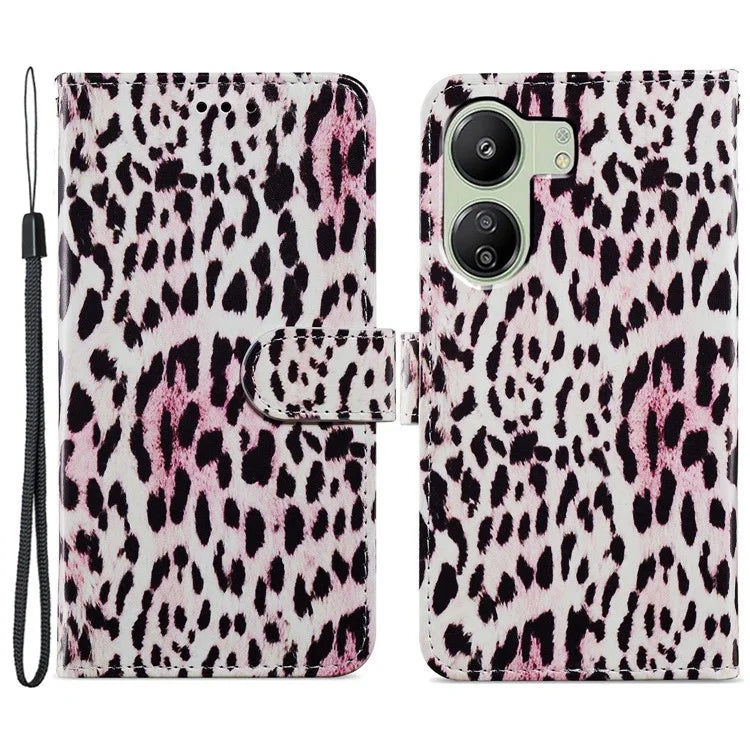 For Xiaomi Redmi 13C 4G / Poco C65 4G Case Leather Pattern Printing Stand Protective Cover