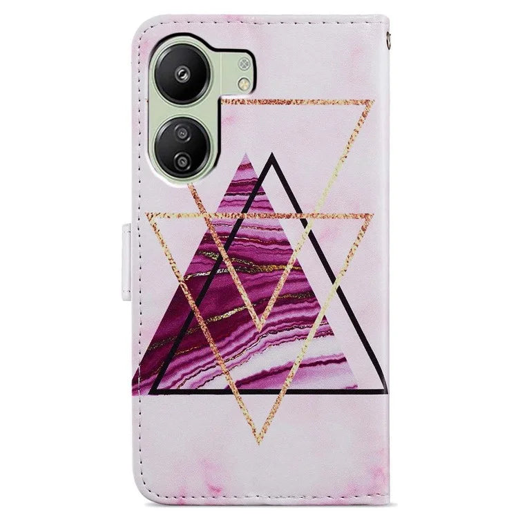 For Xiaomi Redmi 13C 4G / Poco C65 4G Case Leather Pattern Printing Stand Protective Cover