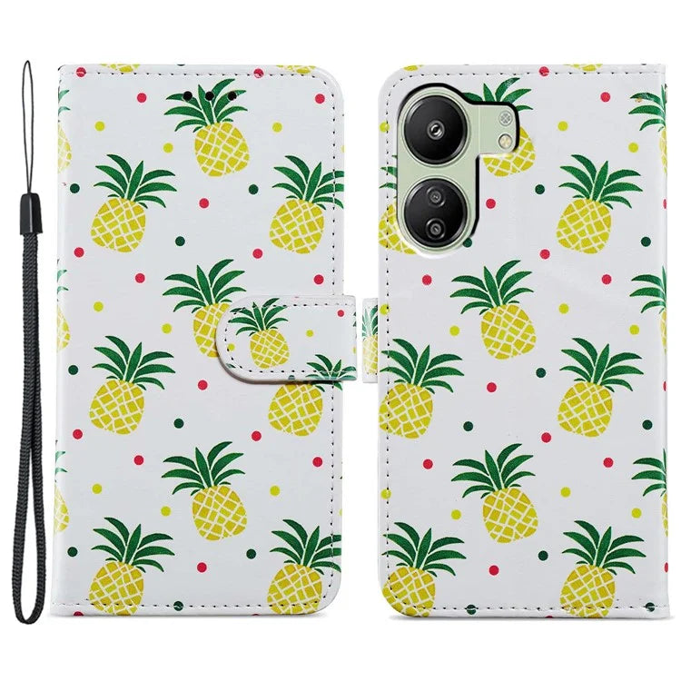 For Xiaomi Redmi 13C 4G / Poco C65 4G Case Leather Pattern Printing Stand Protective Cover