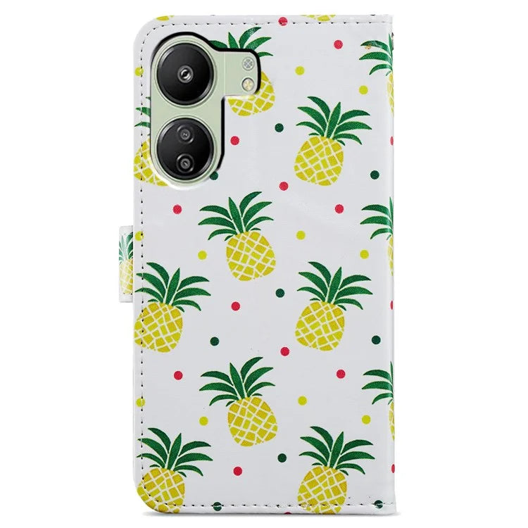 For Xiaomi Redmi 13C 4G / Poco C65 4G Case Leather Pattern Printing Stand Protective Cover