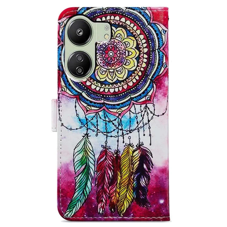 For Xiaomi Redmi 13C 4G / Poco C65 4G Case Leather Pattern Printing Stand Protective Cover