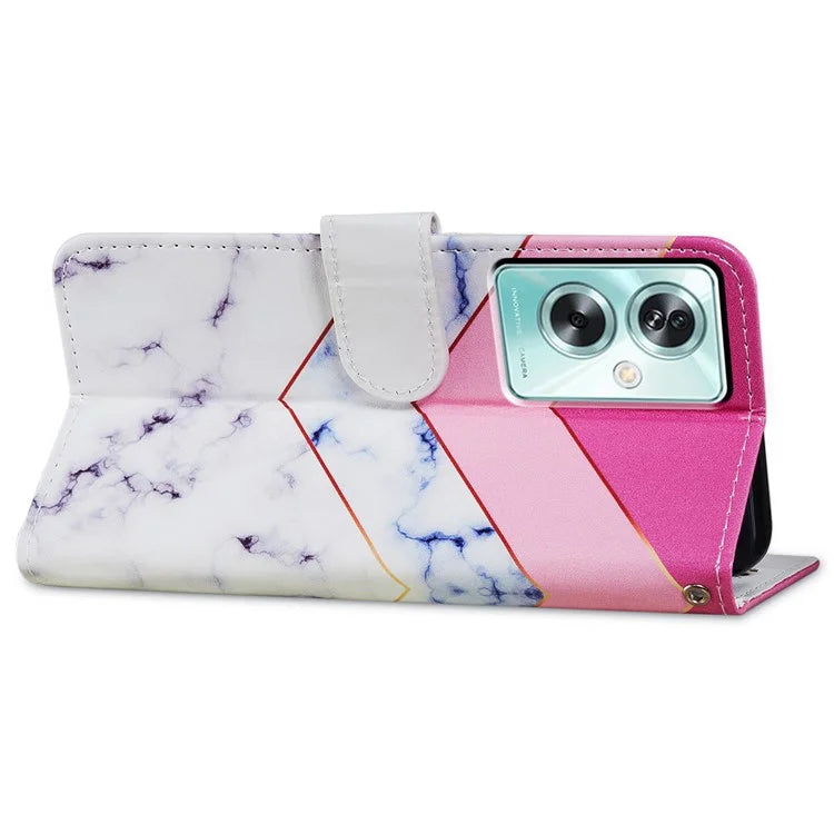 For Oppo A79 5G / A2 5G Case Leather Pattern Printing Protective Cover with Magnetic Closure