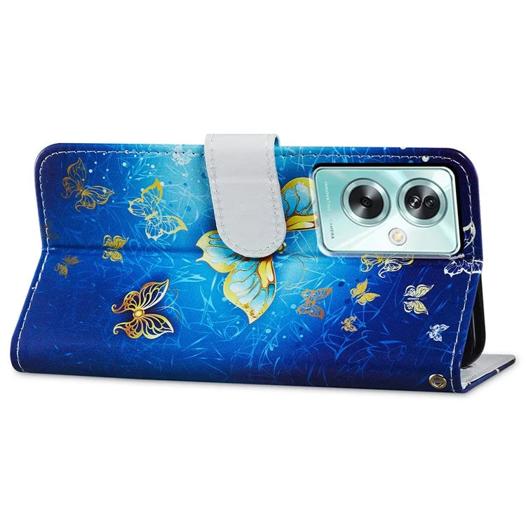 For Oppo A79 5G / A2 5G Case Leather Pattern Printing Protective Cover with Magnetic Closure