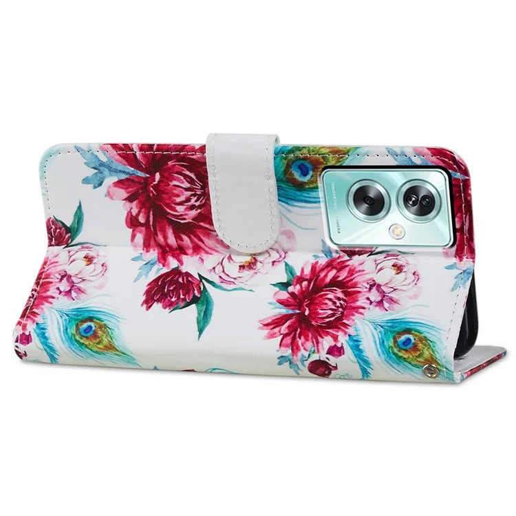 For Oppo A79 5G / A2 5G Case Leather Pattern Printing Protective Cover with Magnetic Closure
