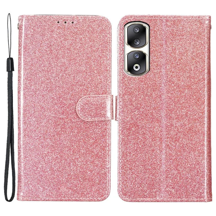 For Honor 90 Pro Case Sparkling Wallet Leather Cover with Stand Feature Gold