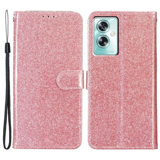 For Oppo A79 5G / A2 5G Case Shimmering Leather Wallet Cover with Stand Gold