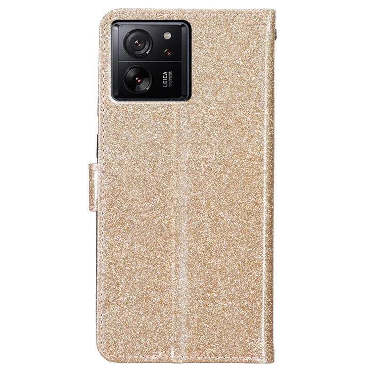 For Xiaomi 13T / 13T Pro / Redmi K60 Ultra Glitter Leather Case with Wallet Stand