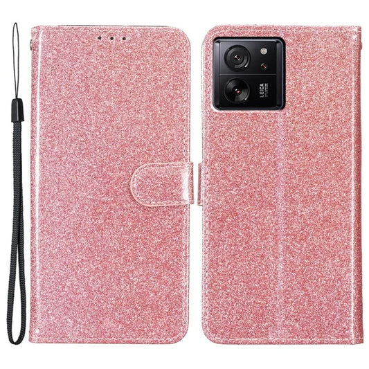 For Xiaomi 13T / 13T Pro / Redmi K60 Ultra Glitter Leather Case with Wallet Stand Gold