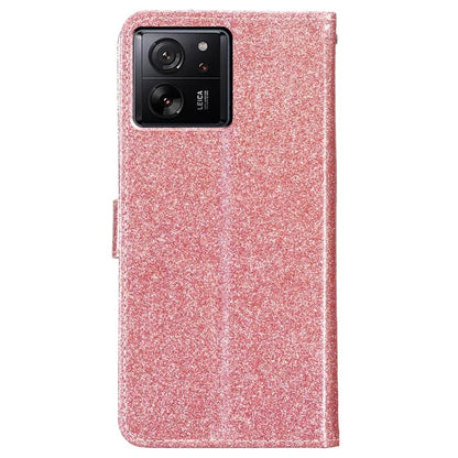 For Xiaomi 13T / 13T Pro / Redmi K60 Ultra Glitter Leather Case with Wallet Stand Gold