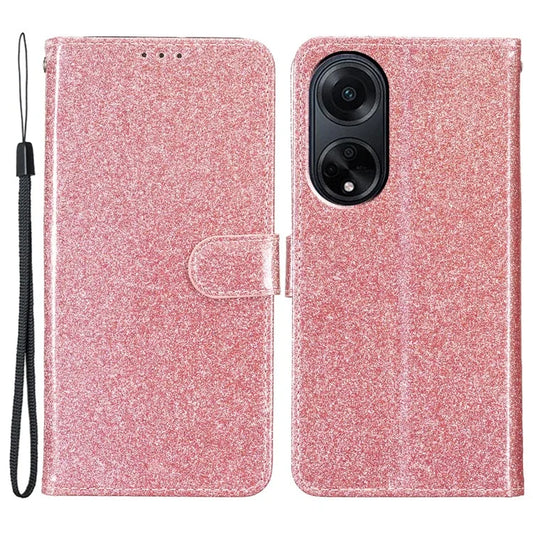 For Oppo A98 5G Glitter Leather Case Wallet Stand Phone Cover Gold