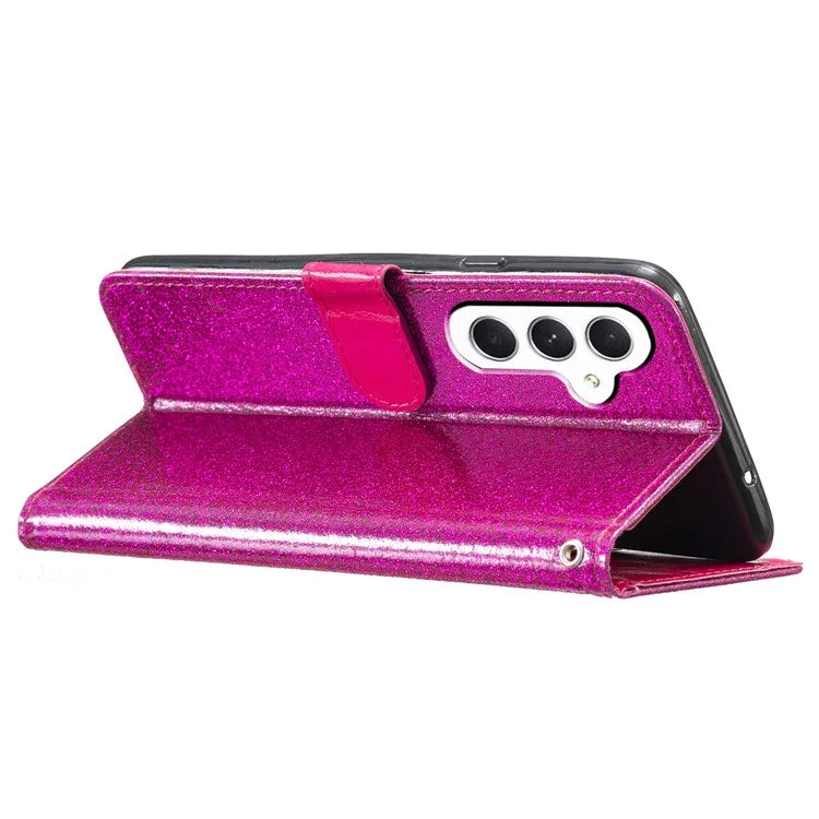 For Samsung Galaxy A55 5G Shiny Glitter Leather Case Stand Wallet Phone Cover