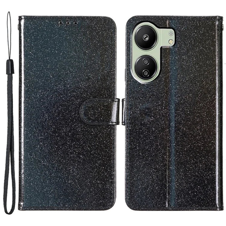 For Xiaomi Redmi 13C 4G / Poco C65 4G Case Glittering Leather Wallet Stand Cover