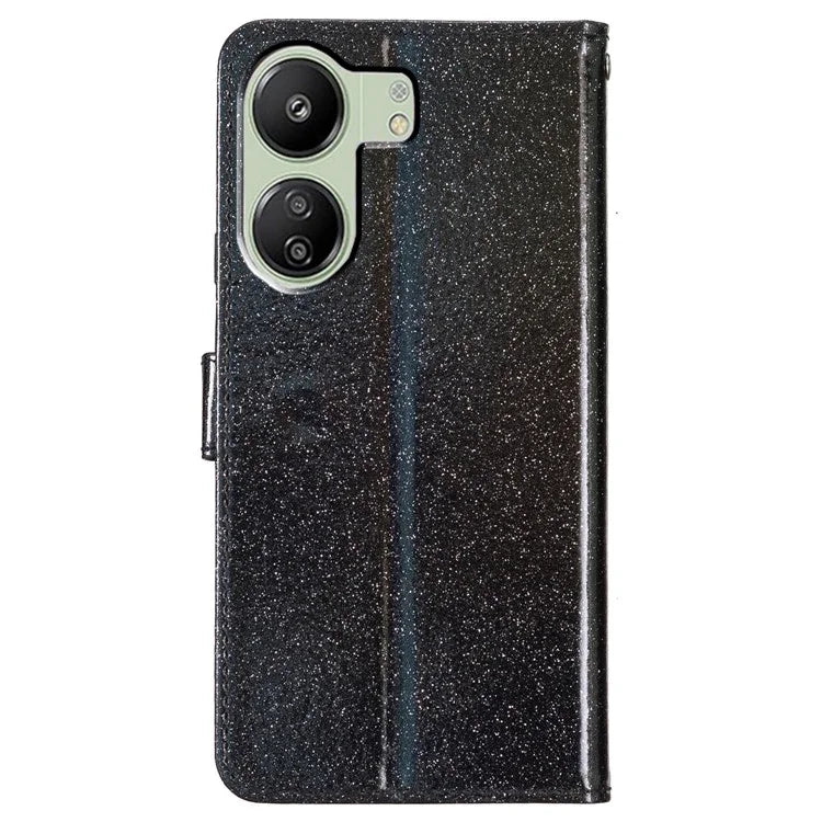 For Xiaomi Redmi 13C 4G / Poco C65 4G Case Glittering Leather Wallet Stand Cover