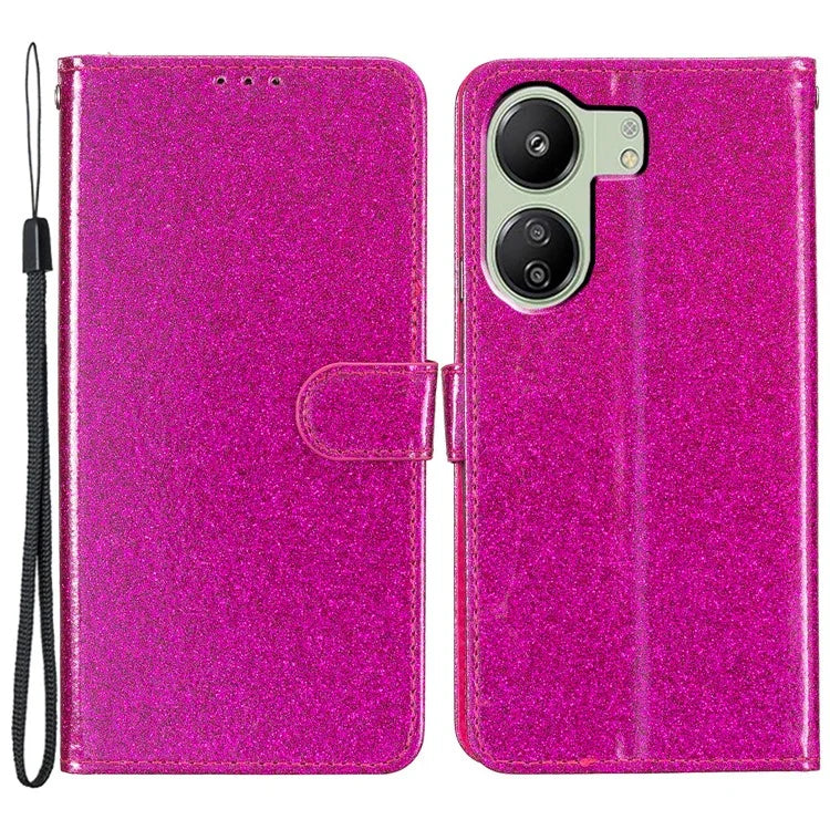 For Xiaomi Redmi 13C 4G / Poco C65 4G Case Glittering Leather Wallet Stand Cover
