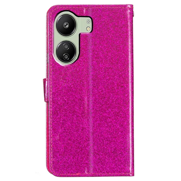 For Xiaomi Redmi 13C 4G / Poco C65 4G Case Glittering Leather Wallet Stand Cover