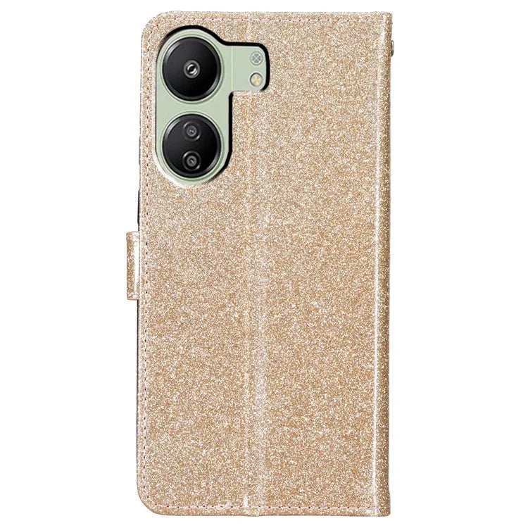 For Xiaomi Redmi 13C 4G / Poco C65 4G Case Glittering Leather Wallet Stand Cover
