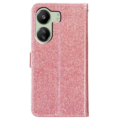 For Xiaomi Redmi 13C 4G / Poco C65 4G Case Glittering Leather Wallet Stand Cover Gold