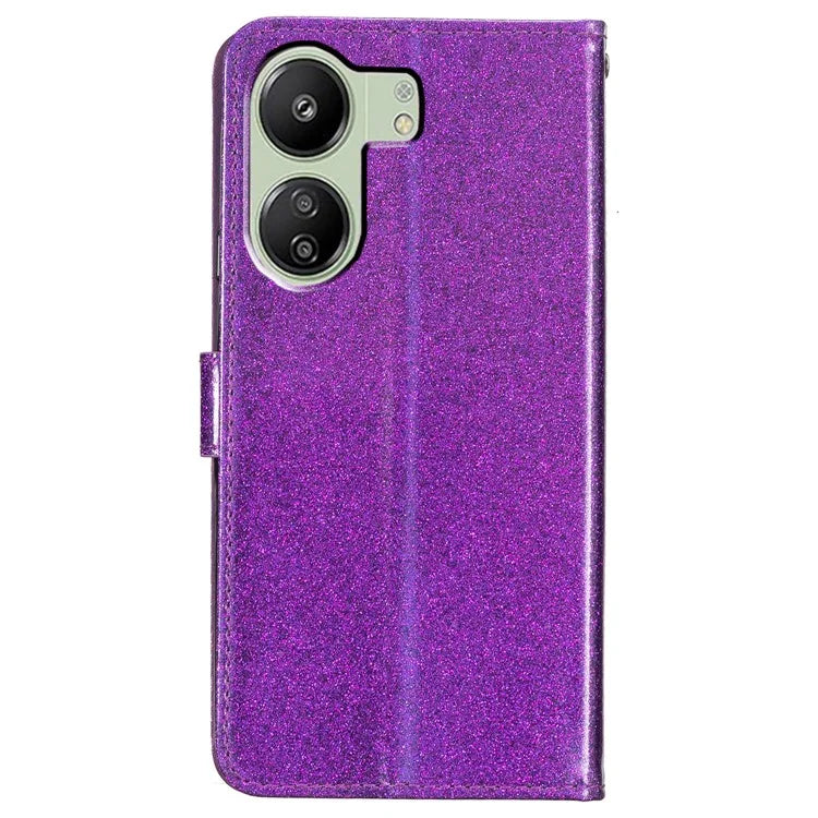 For Xiaomi Redmi 13C 4G / Poco C65 4G Case Glittering Leather Wallet Stand Cover
