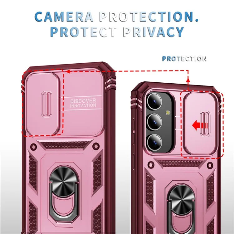 Slide Window Design for Samsung Galaxy S24+ Phone Case TPU+PC Protective Cover
