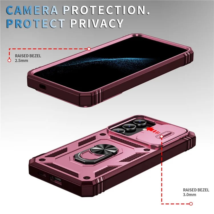 Slide Window Design for Samsung Galaxy S24+ Phone Case TPU+PC Protective Cover