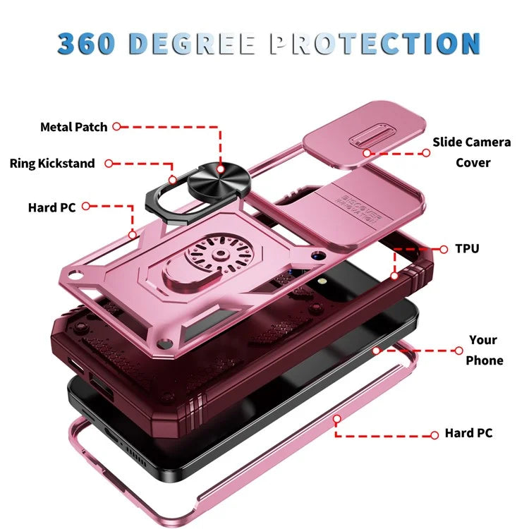 Slide Window Design for Samsung Galaxy S24+ Phone Case TPU+PC Protective Cover