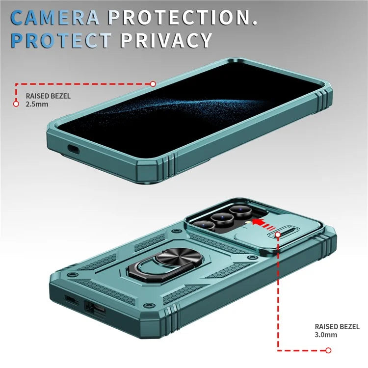 Slide Window Design for Samsung Galaxy S24+ Phone Case TPU+PC Protective Cover