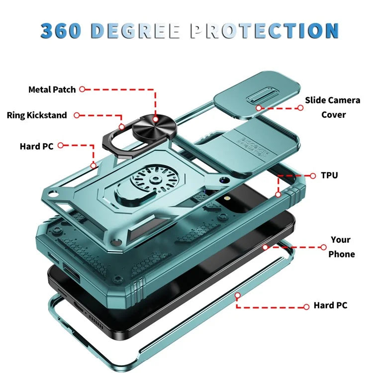 Slide Window Design for Samsung Galaxy S24+ Phone Case TPU+PC Protective Cover