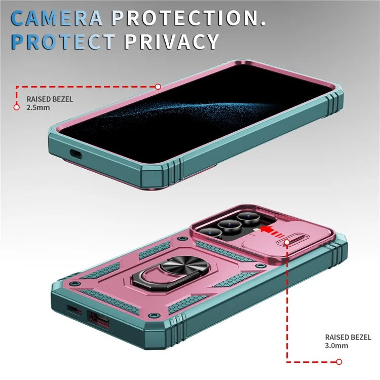 Slide Window Design for Samsung Galaxy S24+ Phone Case TPU+PC Protective Cover