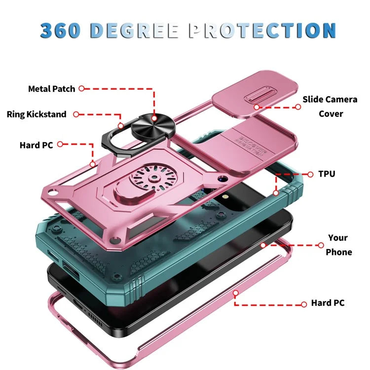 Slide Window Design for Samsung Galaxy S24+ Phone Case TPU+PC Protective Cover