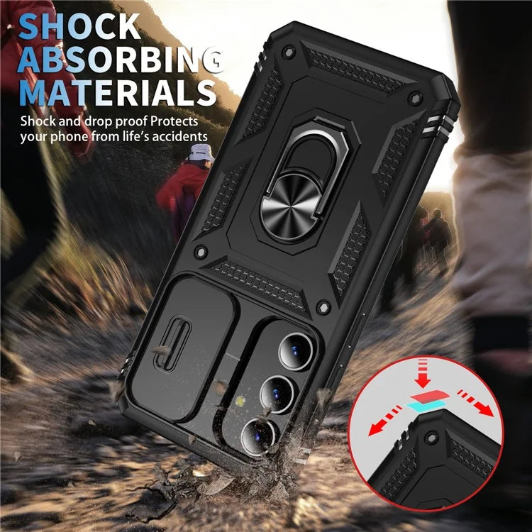 Slide Window Design for Samsung Galaxy S24+ Phone Case TPU+PC Protective Cover