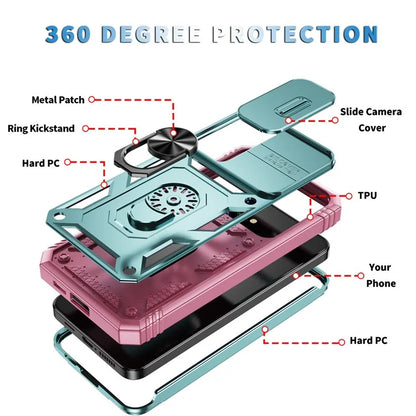 Slide Window Design for Samsung Galaxy S24+ Phone Case TPU+PC Protective Cover+Pink