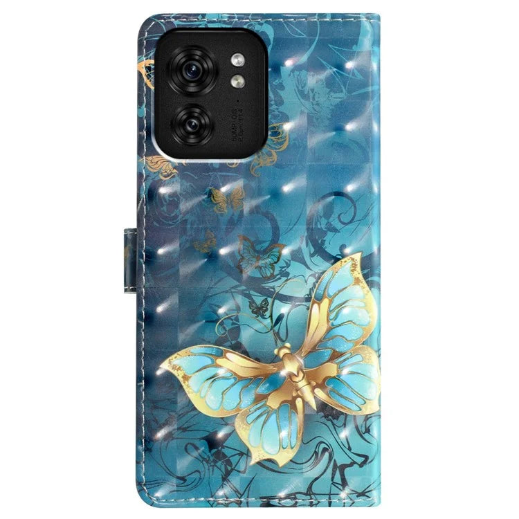 For Motorola Edge 40 5G Leather Wallet Case Full Protection 3D Pattern Printed Cover Stand