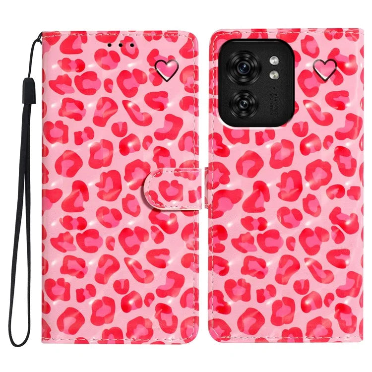 For Motorola Edge 40 5G Leather Wallet Case Full Protection 3D Pattern Printed Cover Stand