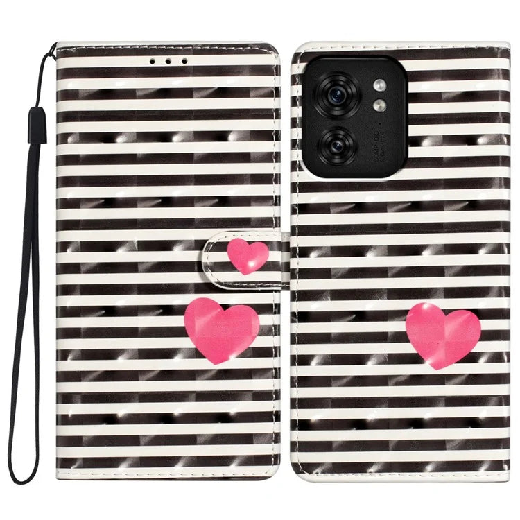 For Motorola Edge 40 5G Leather Wallet Case Full Protection 3D Pattern Printed Cover Stand