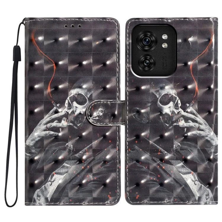 For Motorola Edge 40 5G Leather Wallet Case Full Protection 3D Pattern Printed Cover Stand