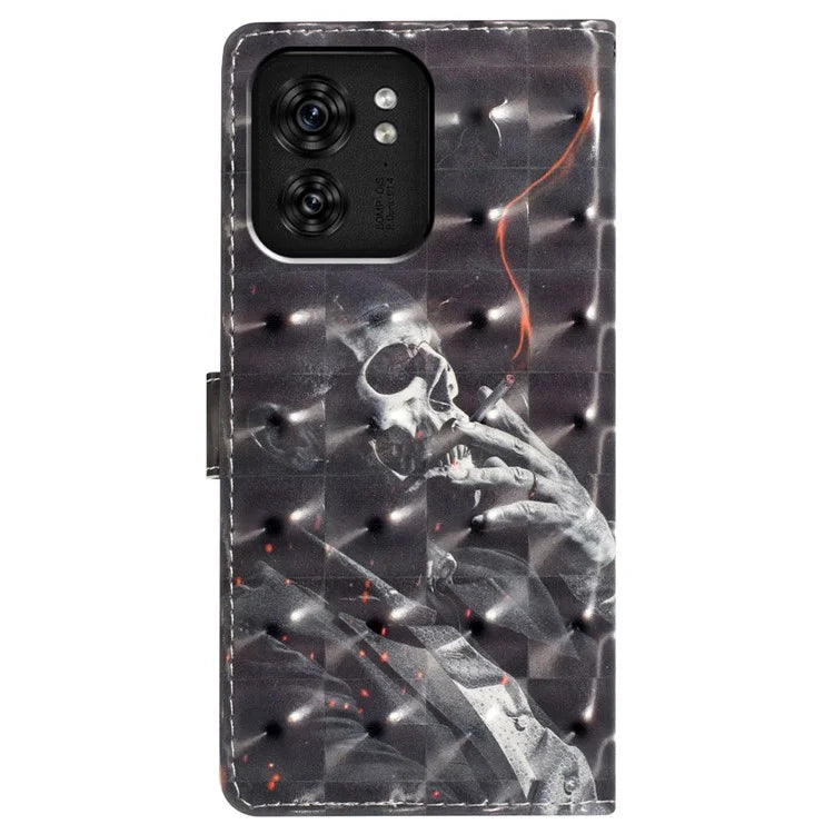 For Motorola Edge 40 5G Leather Wallet Case Full Protection 3D Pattern Printed Cover Stand