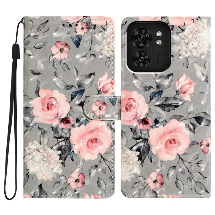 For Motorola Edge 40 5G Leather Wallet Case Full Protection 3D Pattern Printed Cover Stand