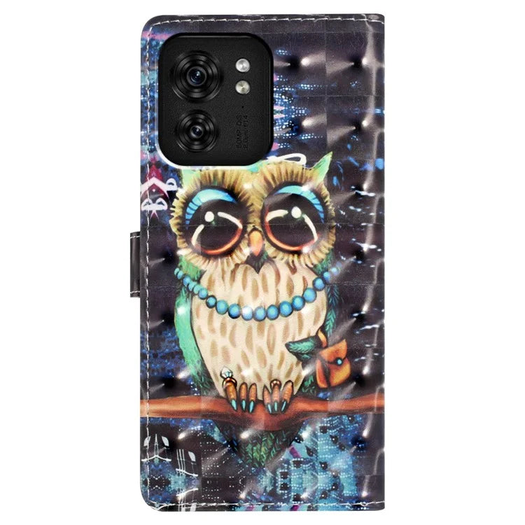 For Motorola Edge 40 5G Leather Wallet Case Full Protection 3D Pattern Printed Cover Stand