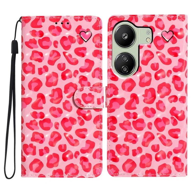 For Xiaomi Redmi 13C 4G / Poco C65 4G Leather Case 3D Pattern Cover with Card Organizer