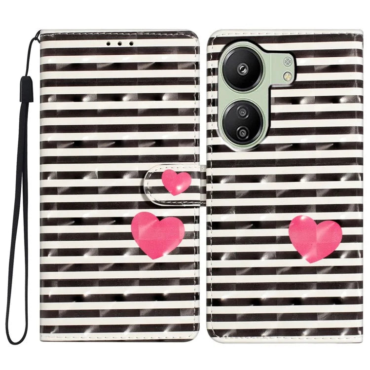 For Xiaomi Redmi 13C 4G / Poco C65 4G Leather Case 3D Pattern Cover with Card Organizer