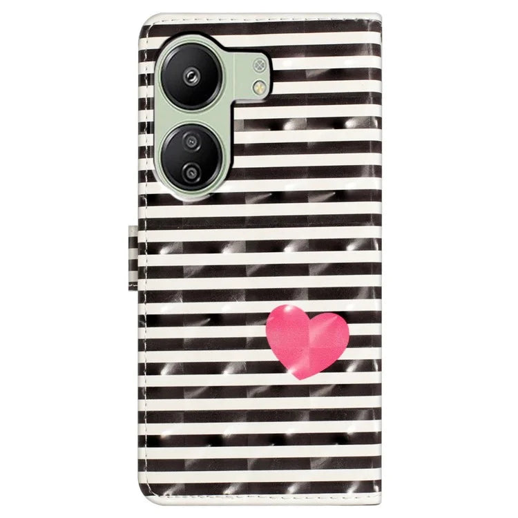 For Xiaomi Redmi 13C 4G / Poco C65 4G Leather Case 3D Pattern Cover with Card Organizer