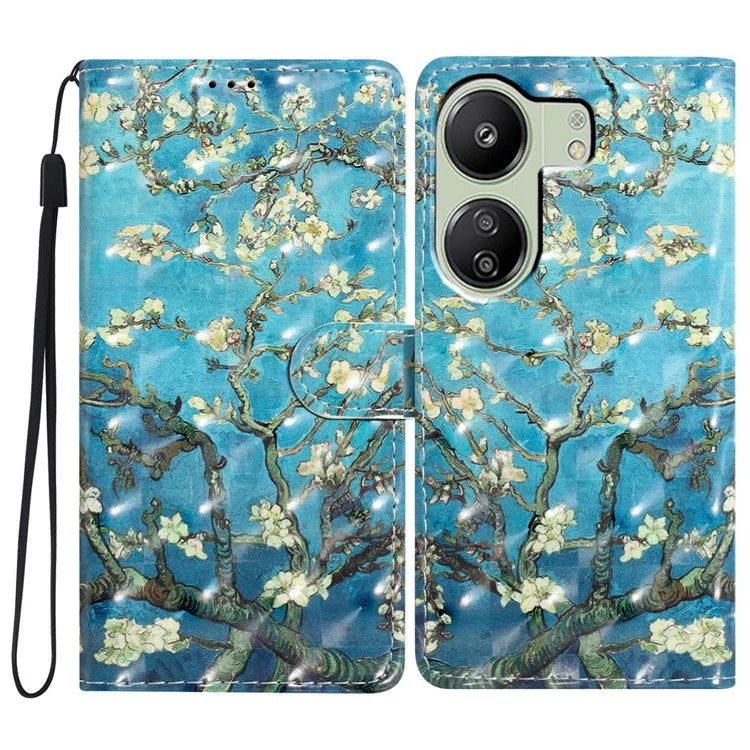 For Xiaomi Redmi 13C 4G / Poco C65 4G Leather Case 3D Pattern Cover with Card Organizer