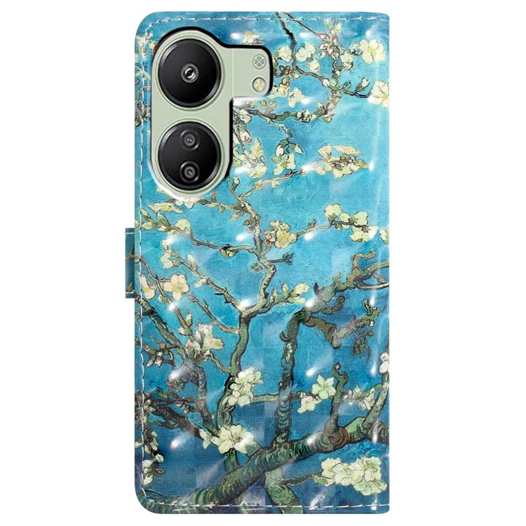 For Xiaomi Redmi 13C 4G / Poco C65 4G Leather Case 3D Pattern Cover with Card Organizer
