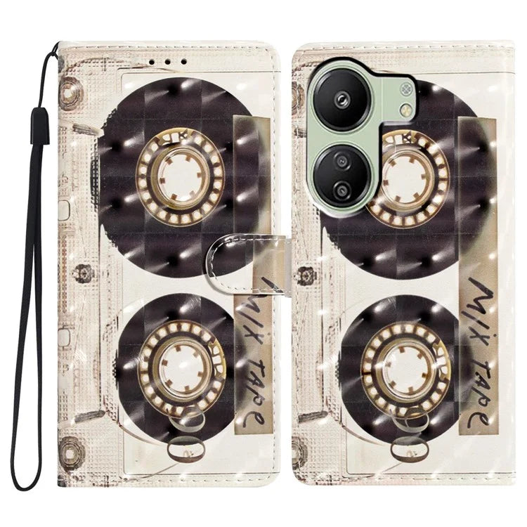 For Xiaomi Redmi 13C 4G / Poco C65 4G Leather Case 3D Pattern Cover with Card Organizer