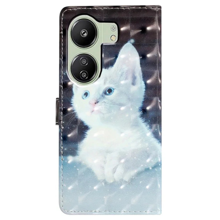 For Xiaomi Redmi 13C 4G / Poco C65 4G Leather Case 3D Pattern Cover with Card Organizer
